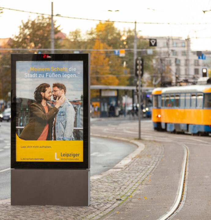 LVB Kampagne Fahrgaststories Plakate in Leipzig Innenstadt Werbefotografie singerplus