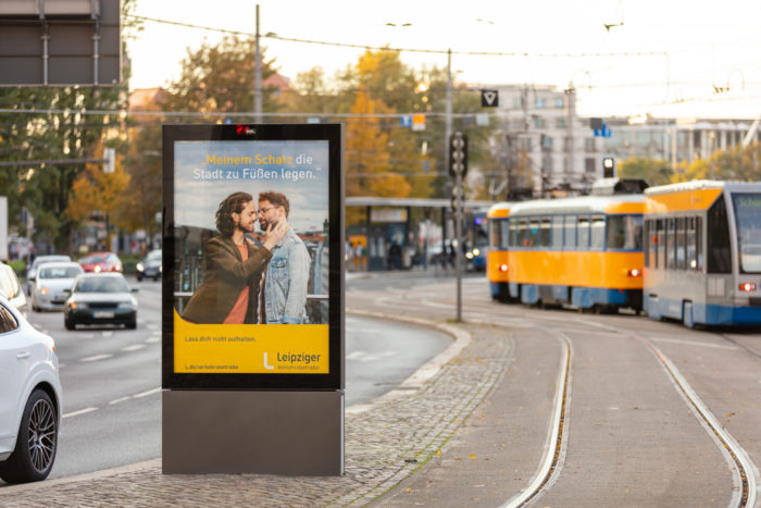 LVB Kampagne Fahrgaststories Plakate in Leipzig Innenstadt Werbefotografie singerplus