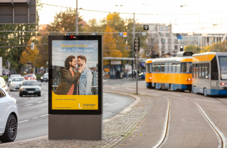 LVB Kampagne Fahrgaststories Plakate in Leipzig Innenstadt Werbefotografie singerplus
